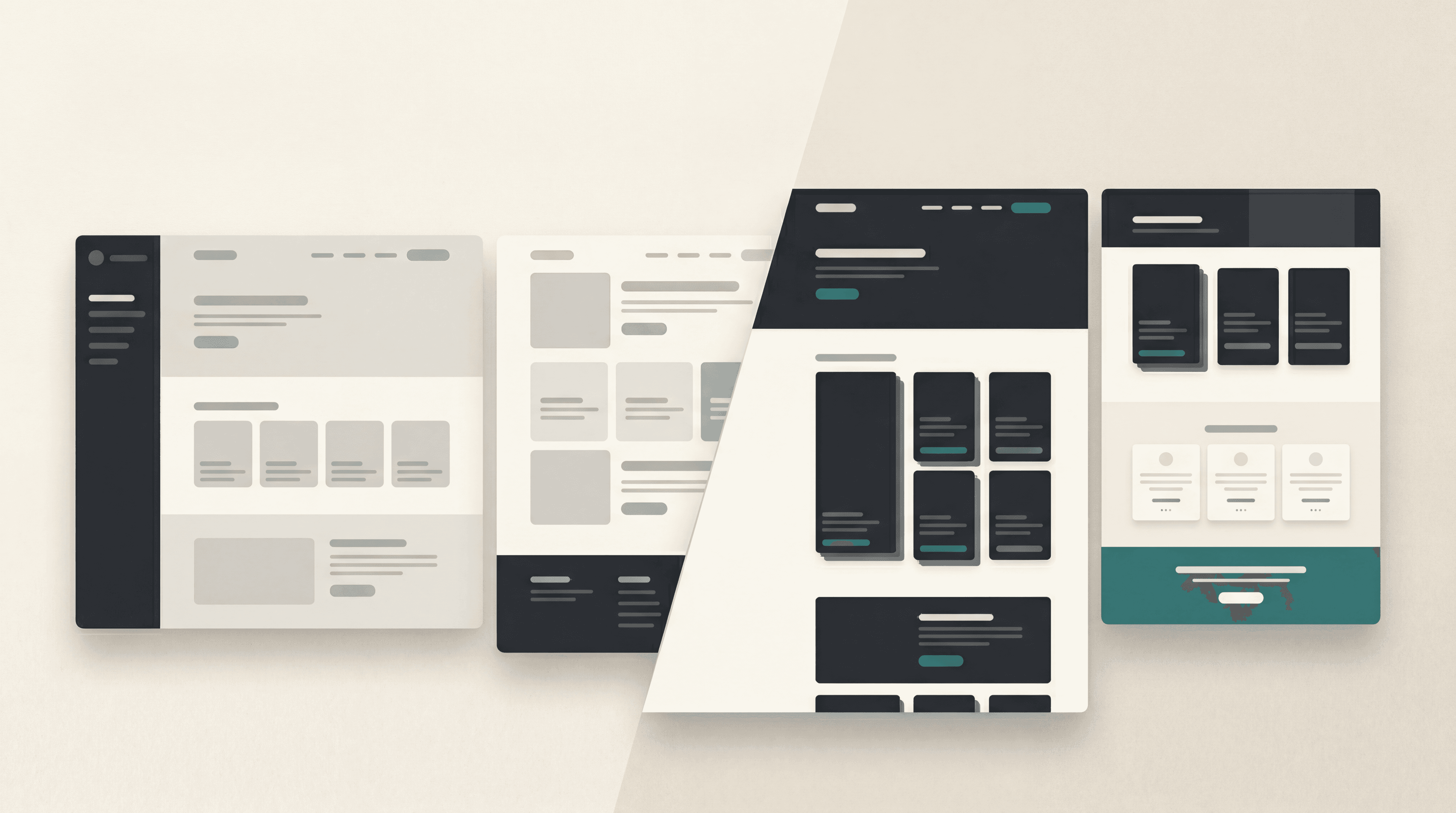 Editorial visual showing a medical website moving from a rough structure to a cleaner optimized layout.